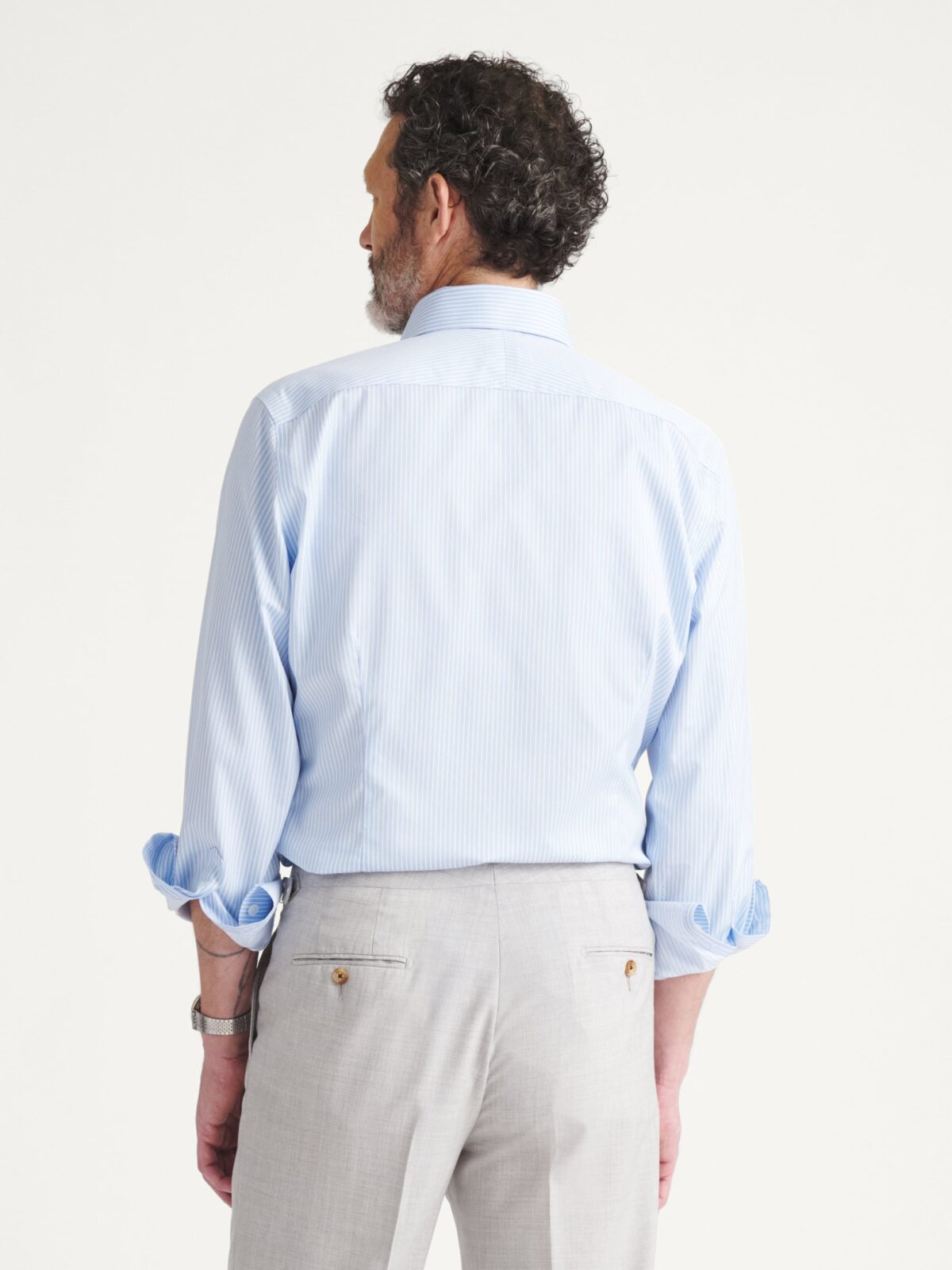 The Thomas Mason Non-Iron Shirt in Blue Stripe