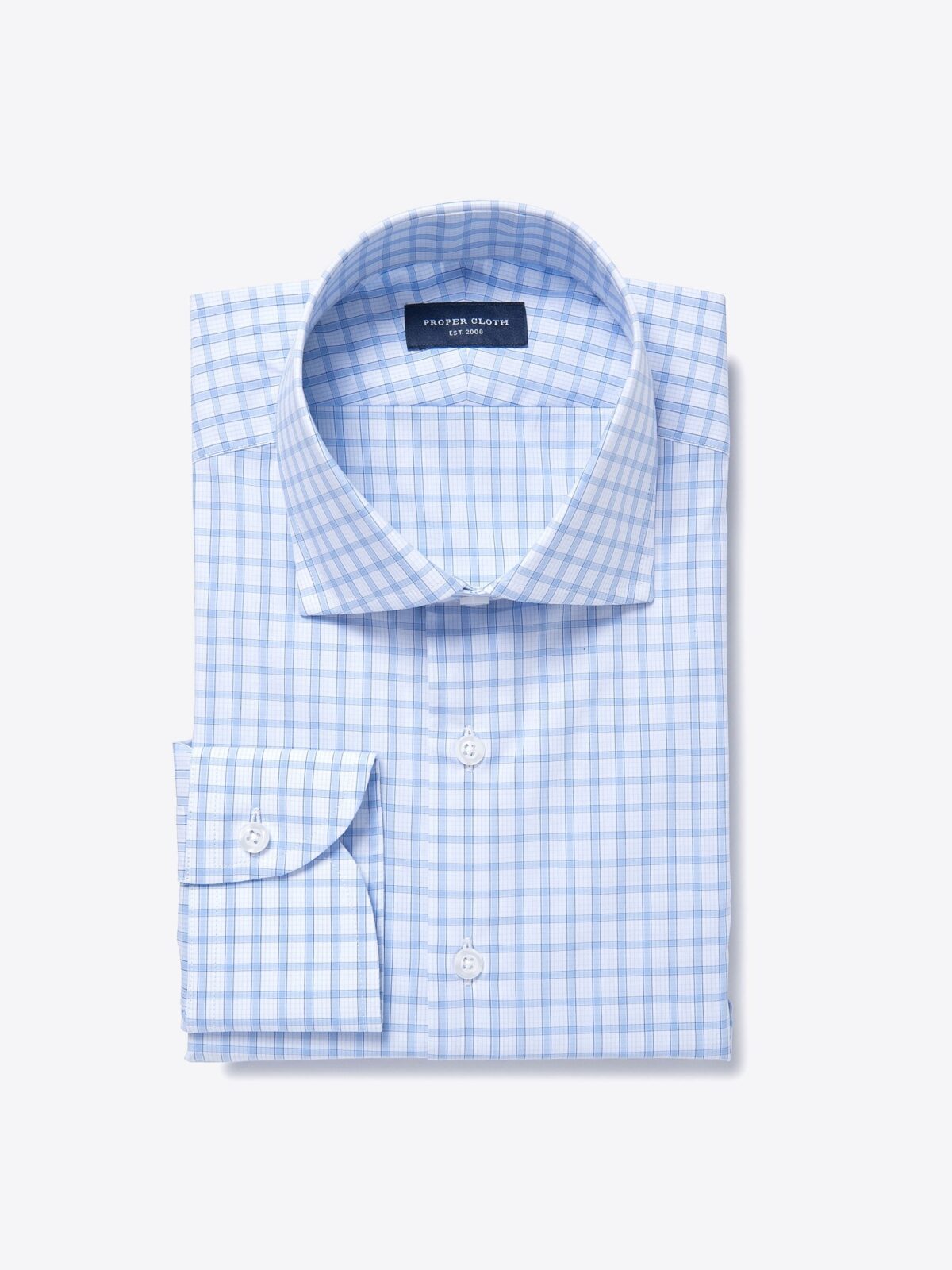 Essex Light Blue Multi Check Fitted Shirt Shirt by Proper Cloth