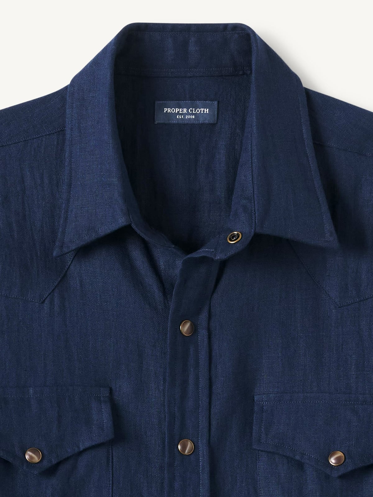 The Irish Linen Western Shirt in Navy