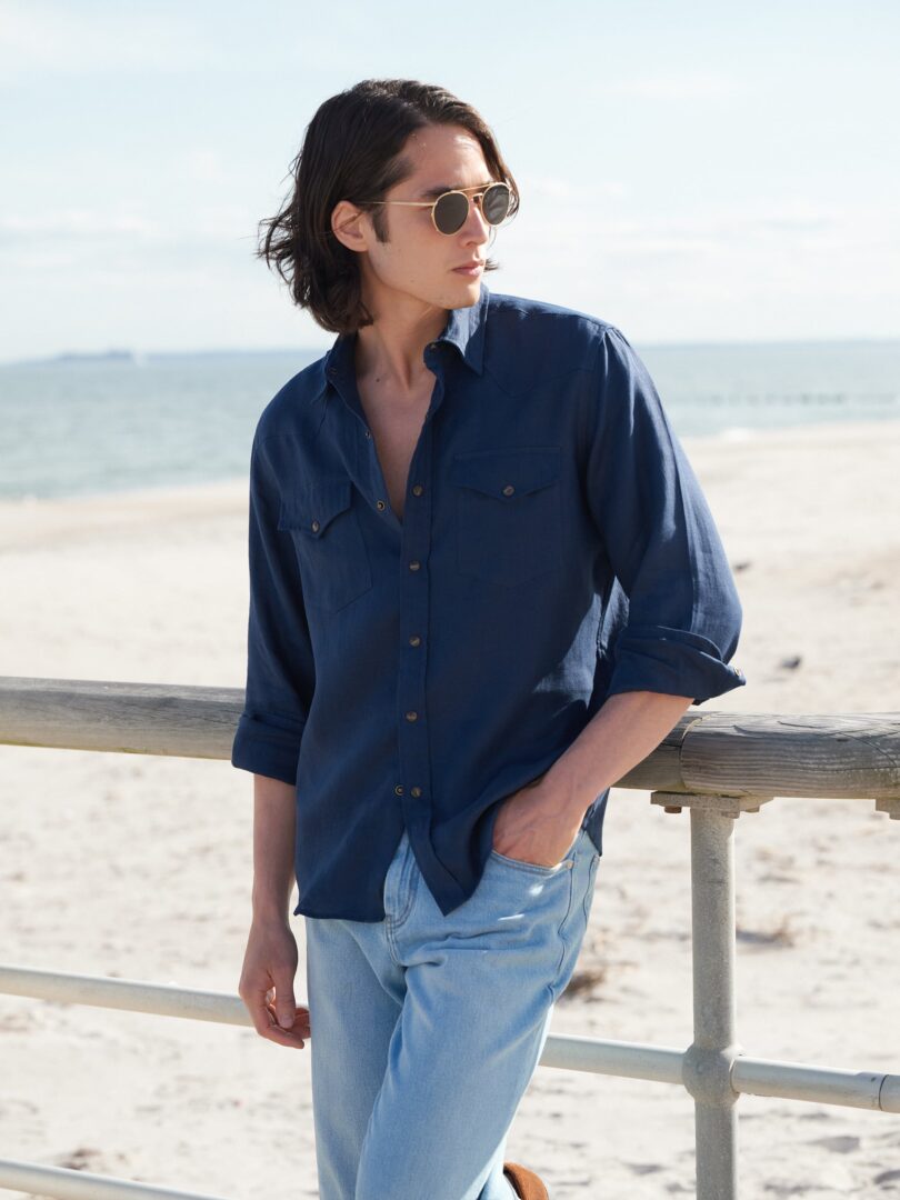 The Irish Linen Western Shirt Detail