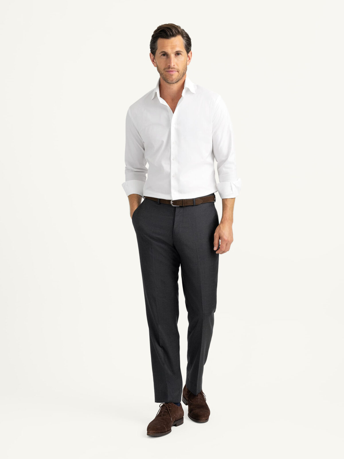 The Thomas Mason Wrinkle-Resistant Dress Shirt in White Twill
