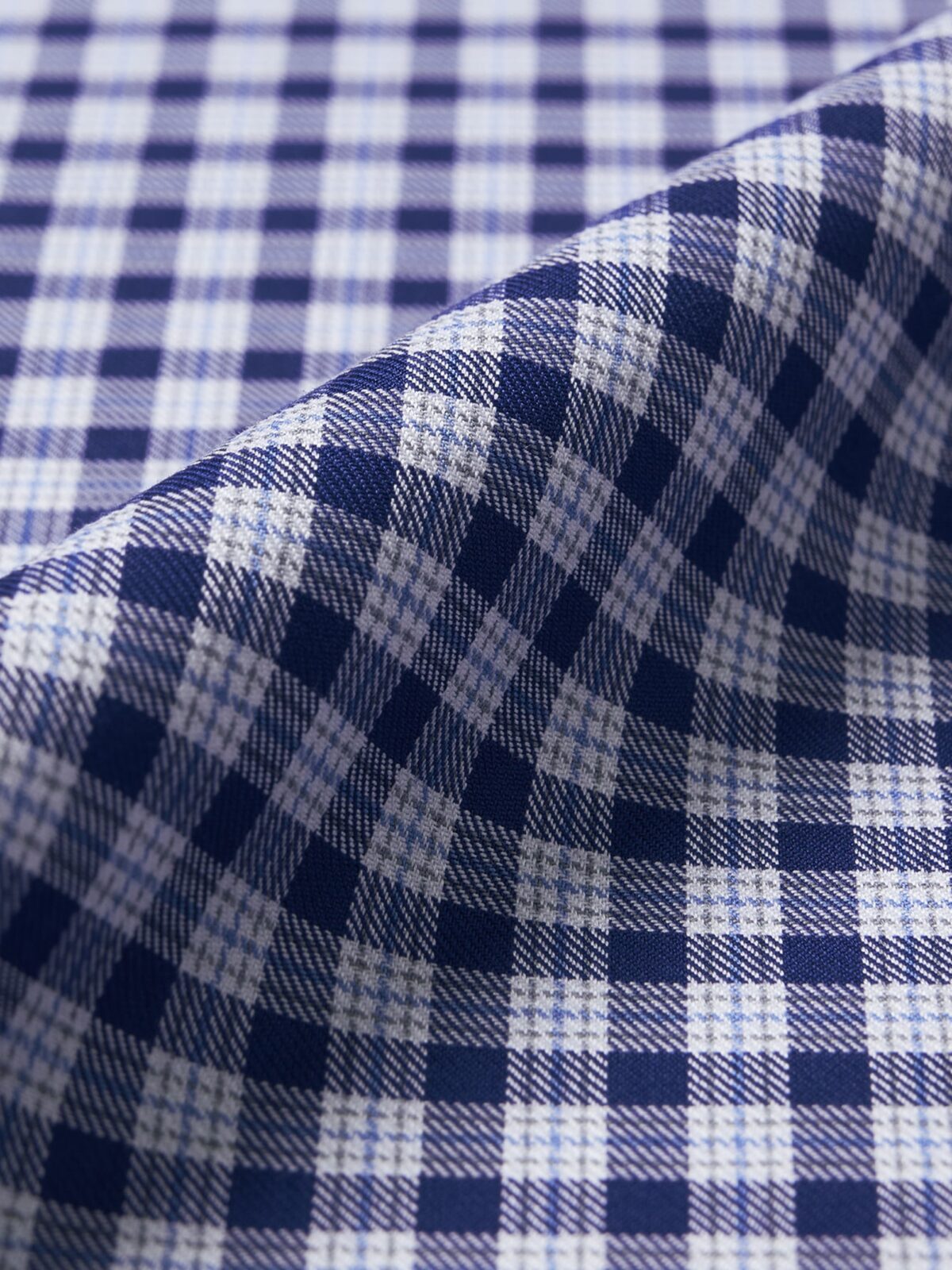 The Thomas Mason Brushed Dress Shirt in Blue Micro Check