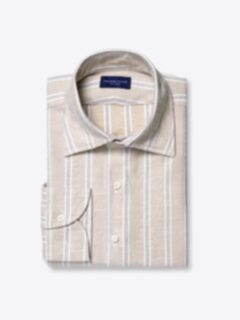 Amalfi Beige and Taupe Stripe Pique Shirt