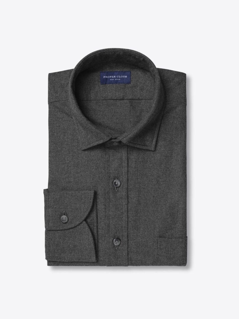 Whistler Charcoal Melange Cotton Flannel Custom Made Shirt 