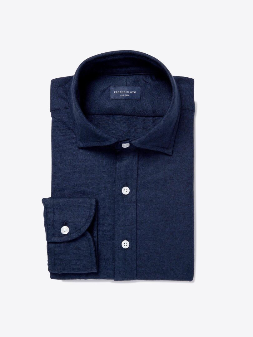 Canclini Navy Twill Beacon Flannel Custom Made Shirt 