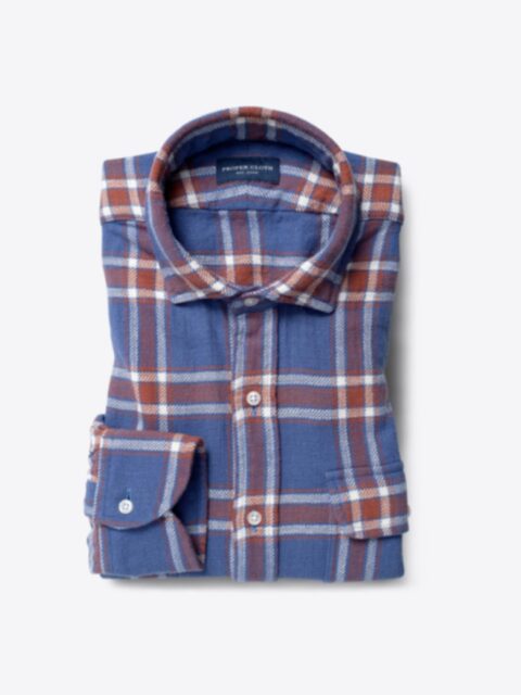 Shop Japanese Washed Blue and Rust Country Plaid