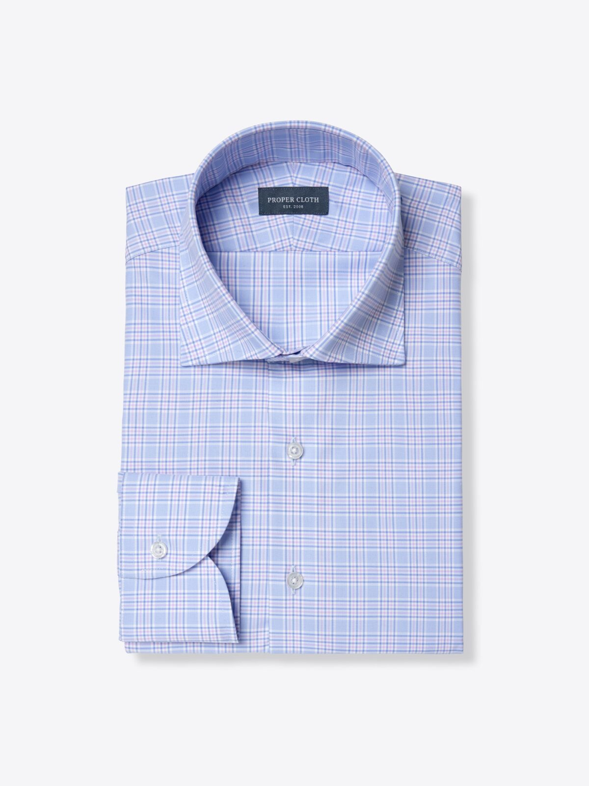 Thomas Mason WR Lavender and Blue Multi Check Shirt by Proper Cloth