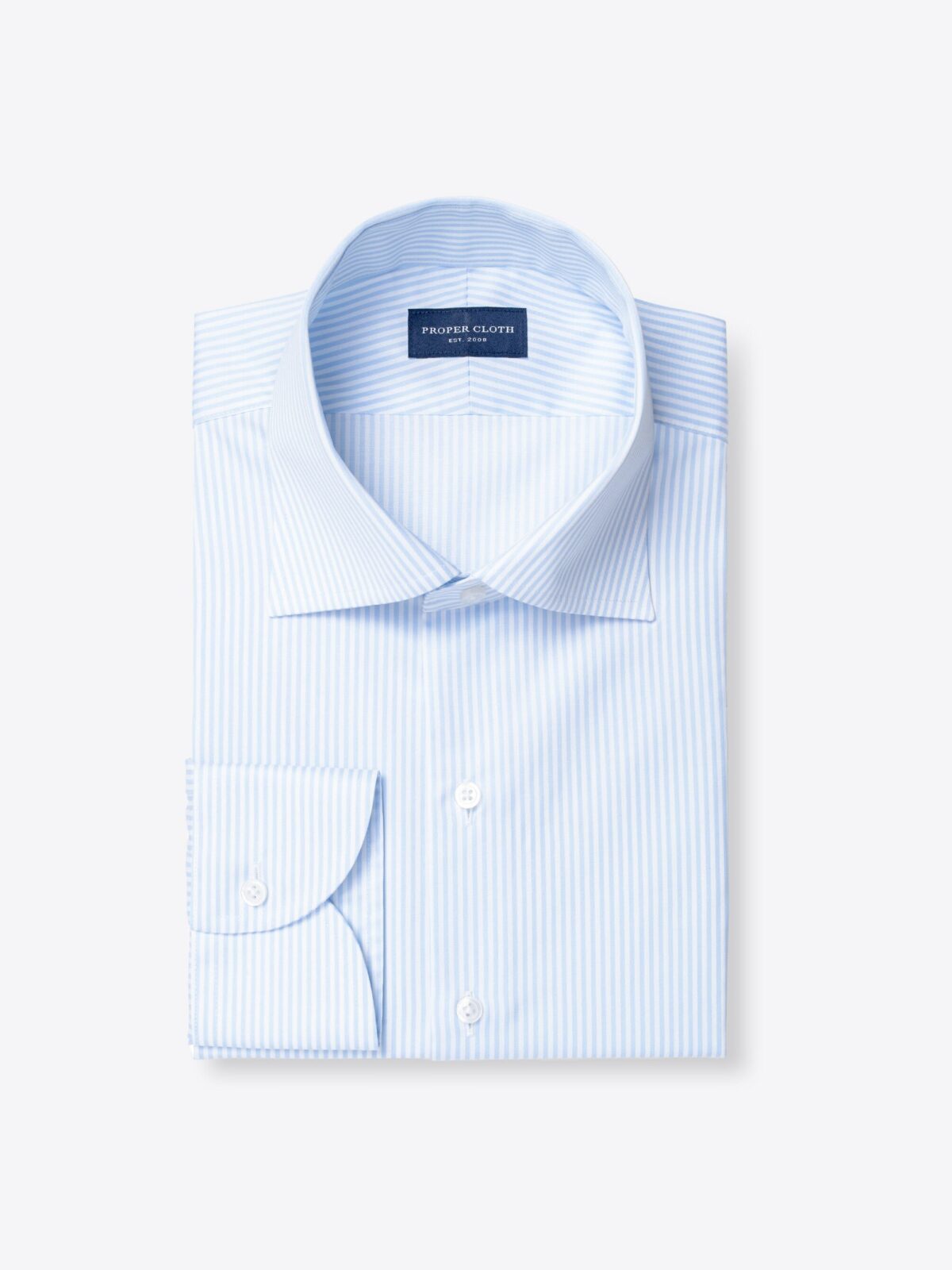 Thomas Mason Goldline Light Blue Bengal Stripe Shirt by Proper Cloth