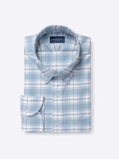 Shop Performance Light Blue Plaid Stretch Flannel