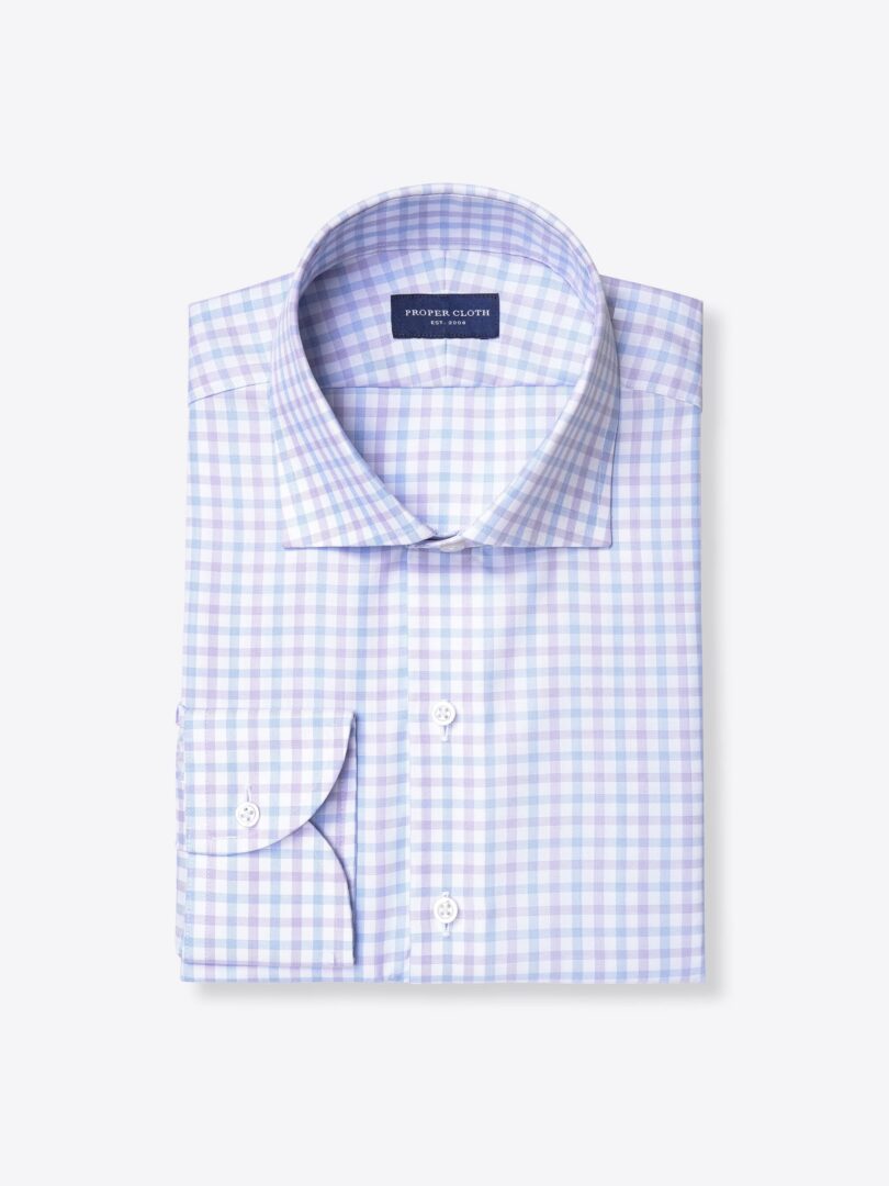 Mayfair Wrinkle-Resistant Lilac and Blue Check Custom Dress Shirt 