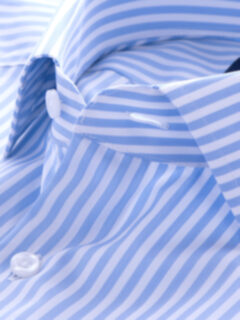 Thomas Mason Light Blue End-on-End Bengal Stripe Dress Shirt