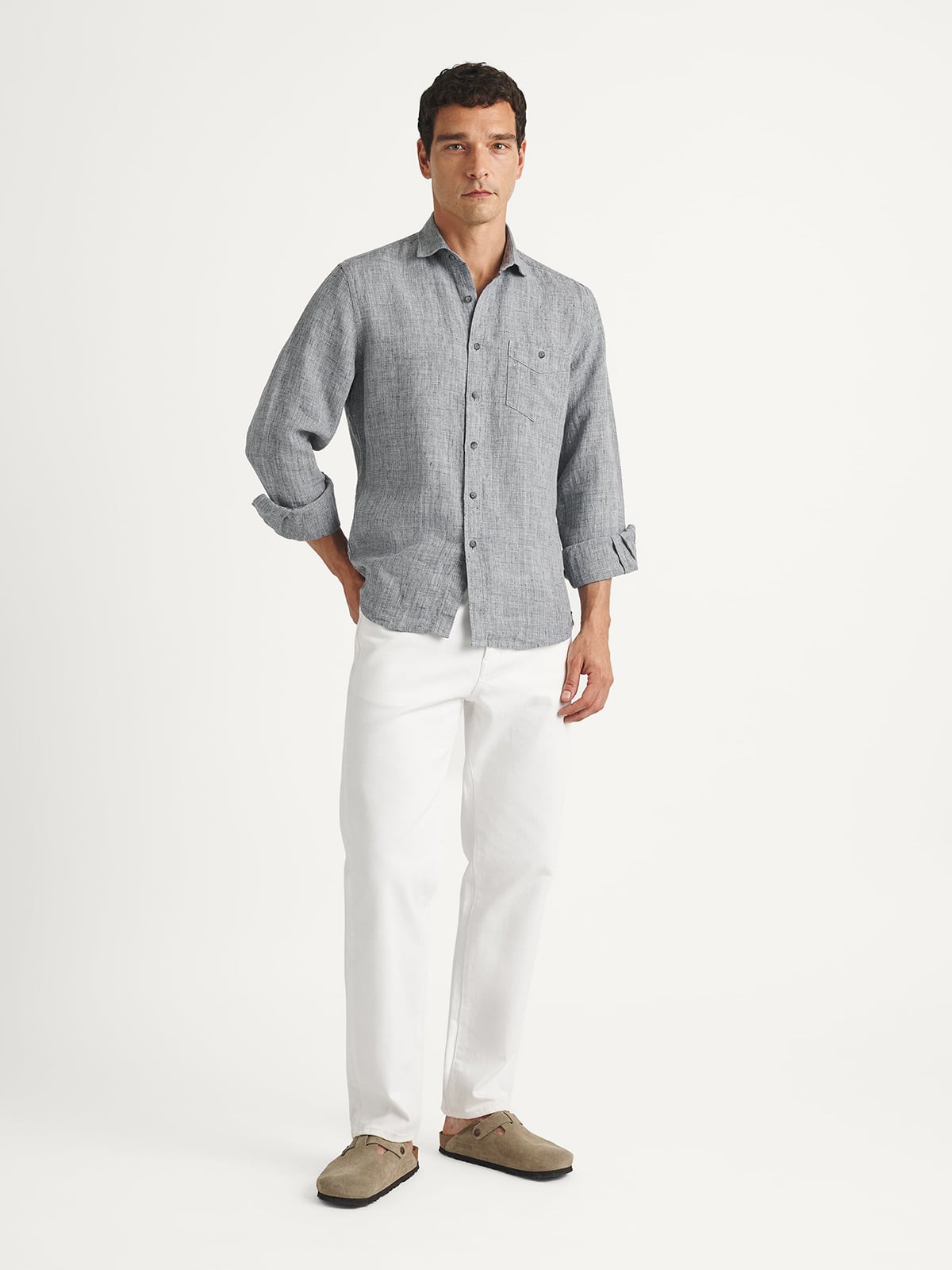 The Italian Linen Melange Shirt in Charcoal