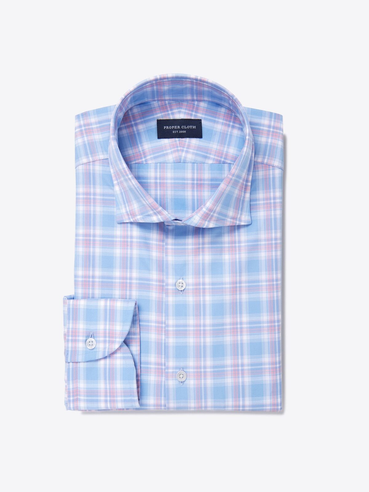 Arezzo Sky Blue and Coral Plaid Shirt