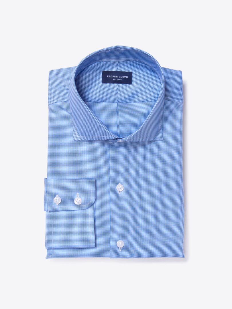 Morris Wrinkle-Resistant Blue Houndstooth Dress Shirt 