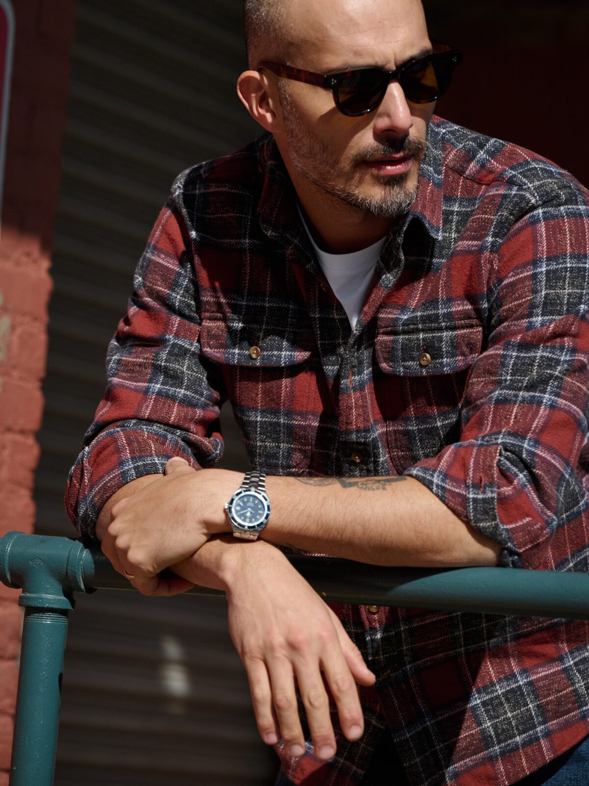 The Japanese Low Twist Shirt in Red and Brown