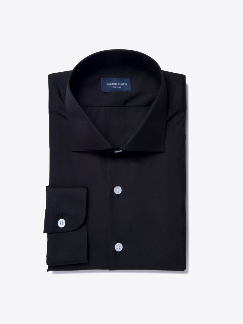 Black 80s Broadcloth Tailor Made Shirt 