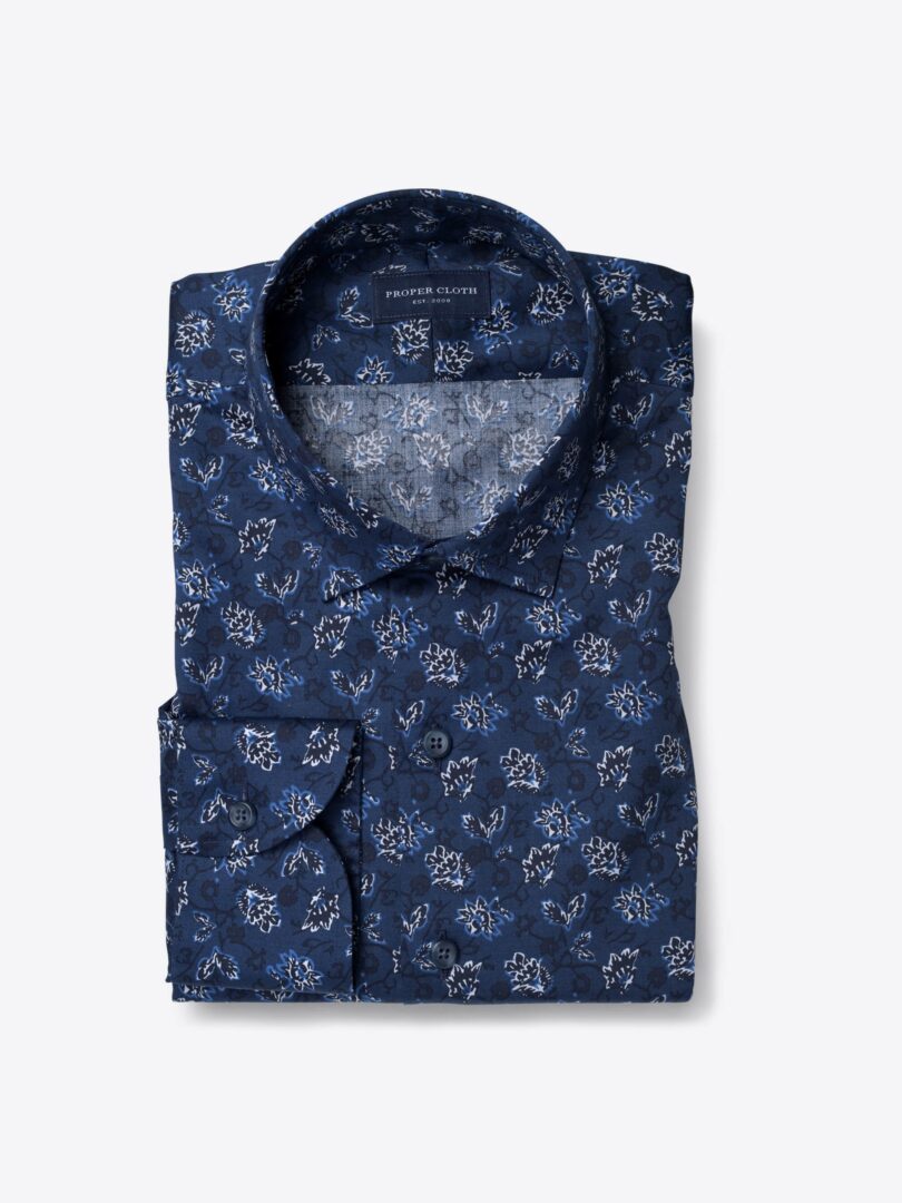 Navy and Royal Blue Floral Print 