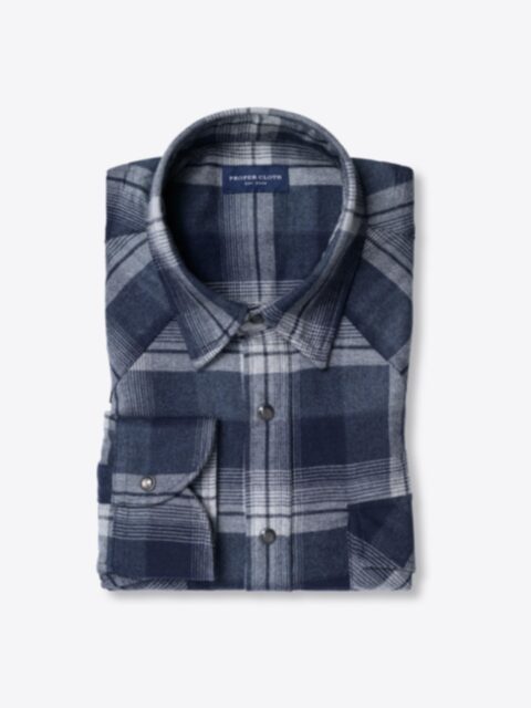 Shop Canclini Navy and Light Grey Ombre Plaid Beacon Flannel