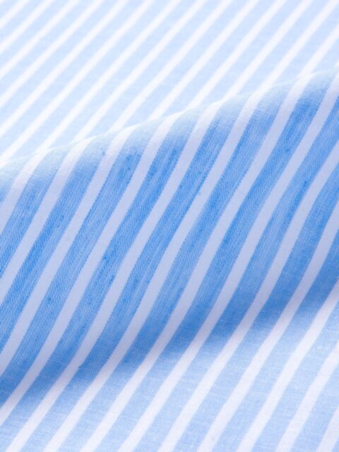 Light Blue Cotton Linen Stripe Shirts by Proper Cloth