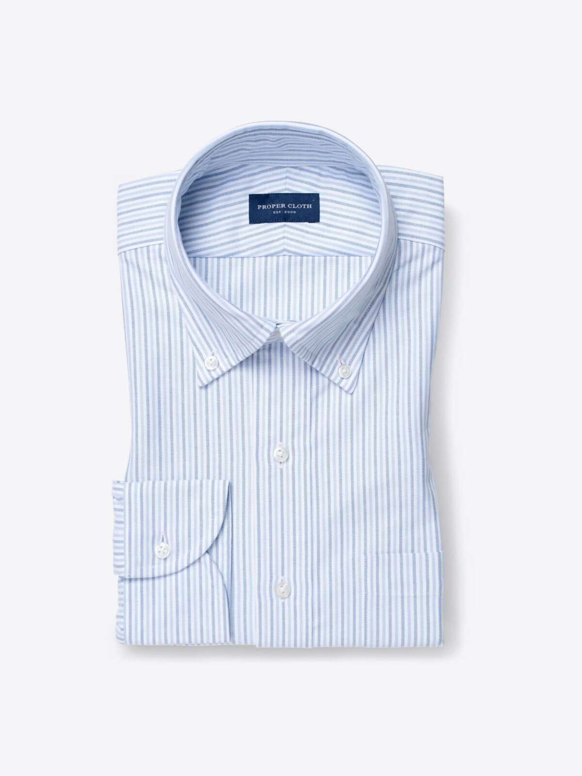 American Pima Light Blue Tonal Striped Oxford Cloth Shirt by Proper Cloth