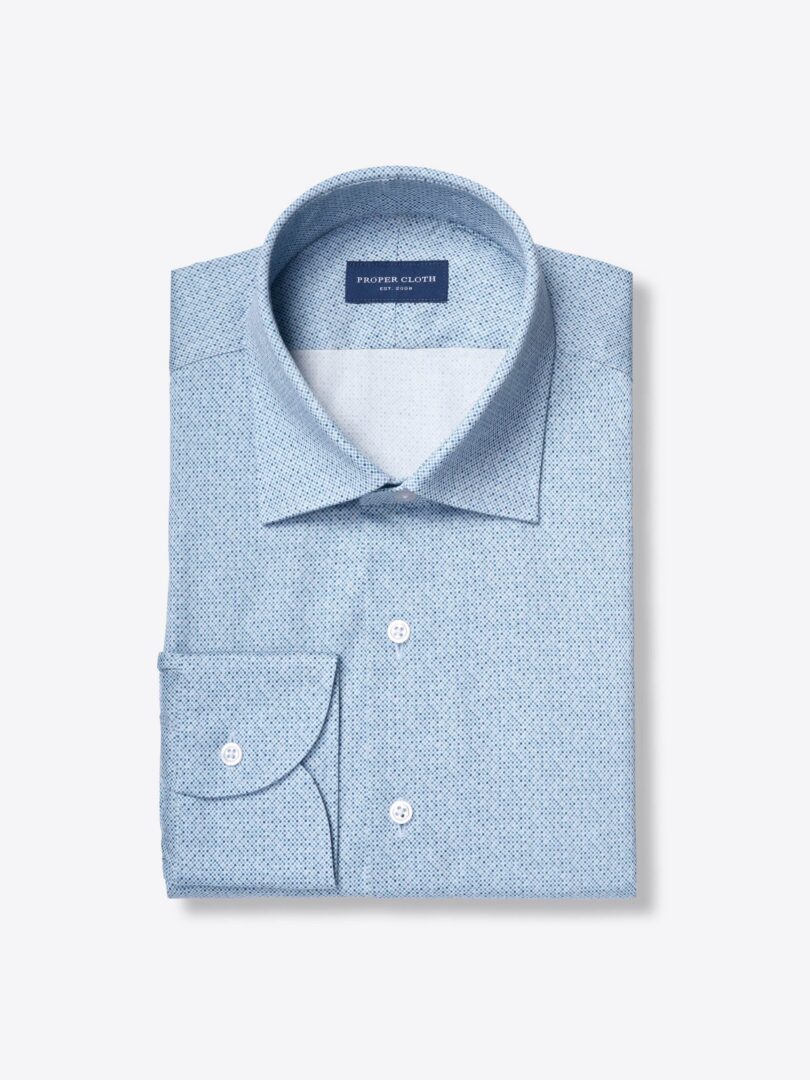Organic Stretch Cotton Blue Micro Dot Print 