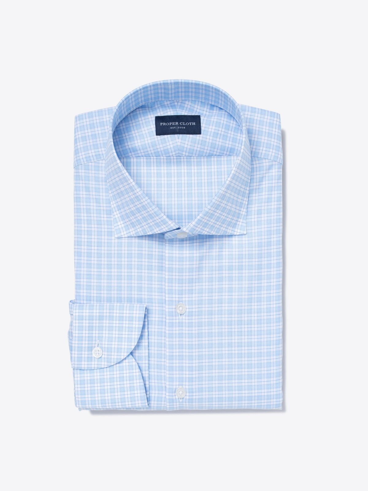 Carmine 120s Sky Blue Small Check Men's Dress Shirt Shirt by Proper Cloth