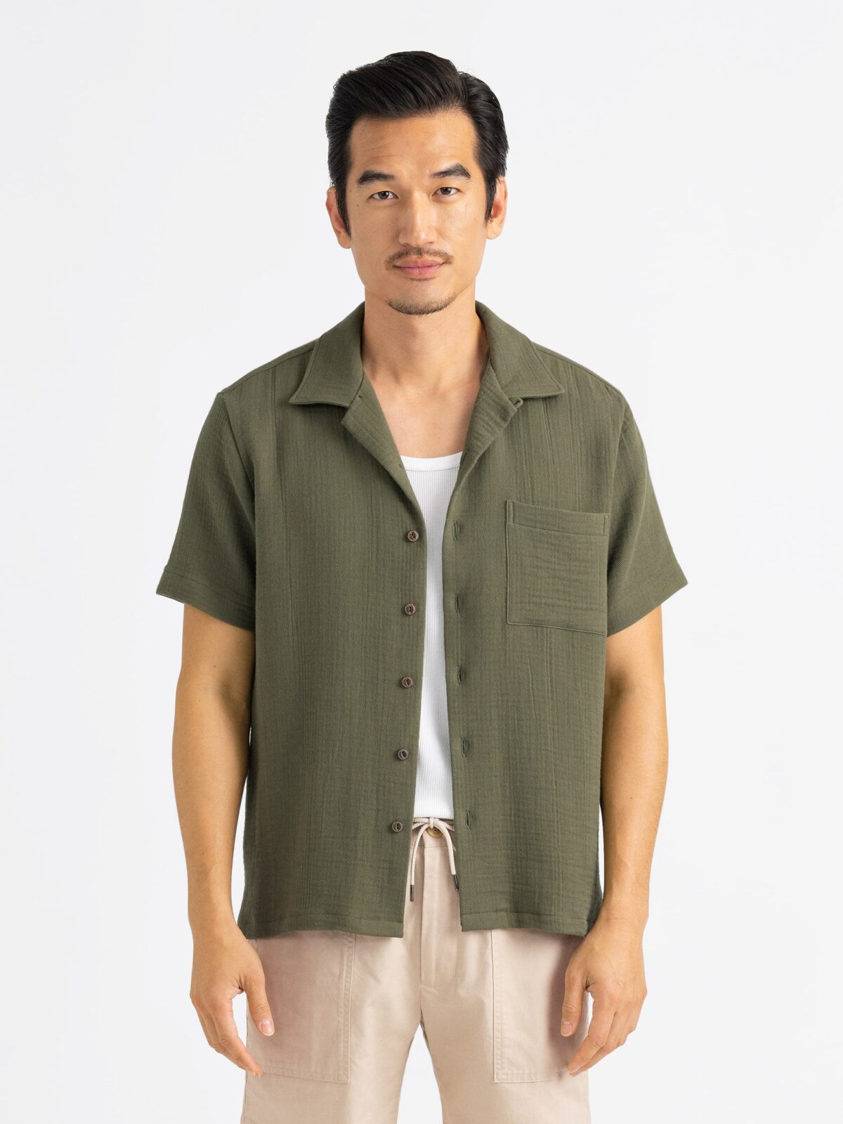The Japanese Double Cloth Camp Shirt in Fatigue