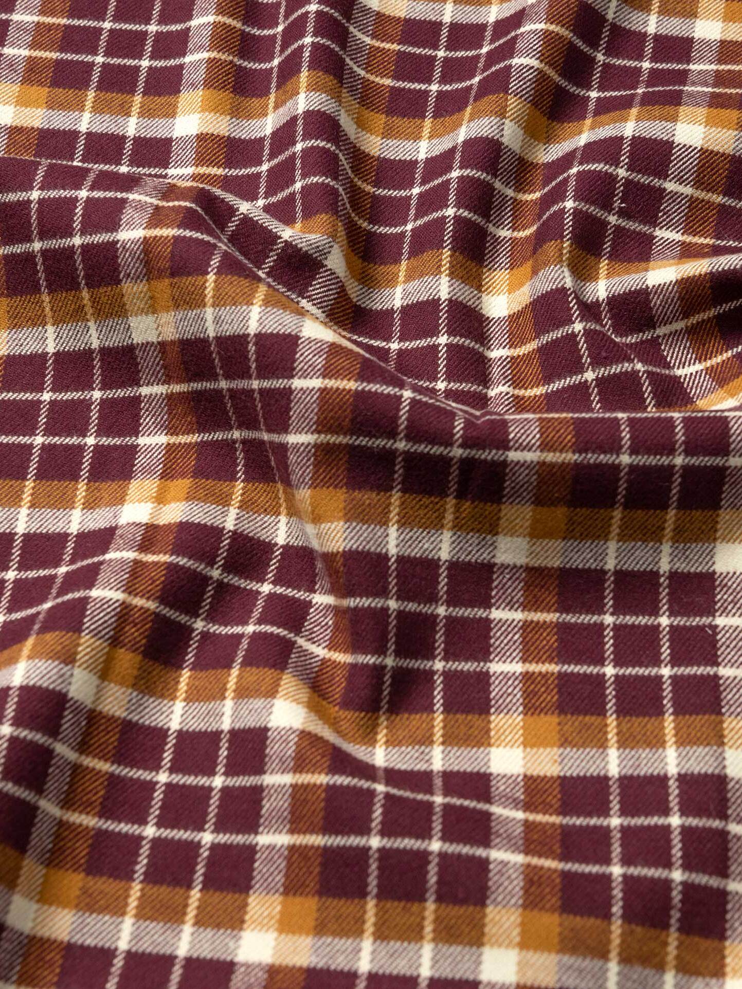 Stowe Burgundy and Gold Check Flannel Shirts by Proper Cloth