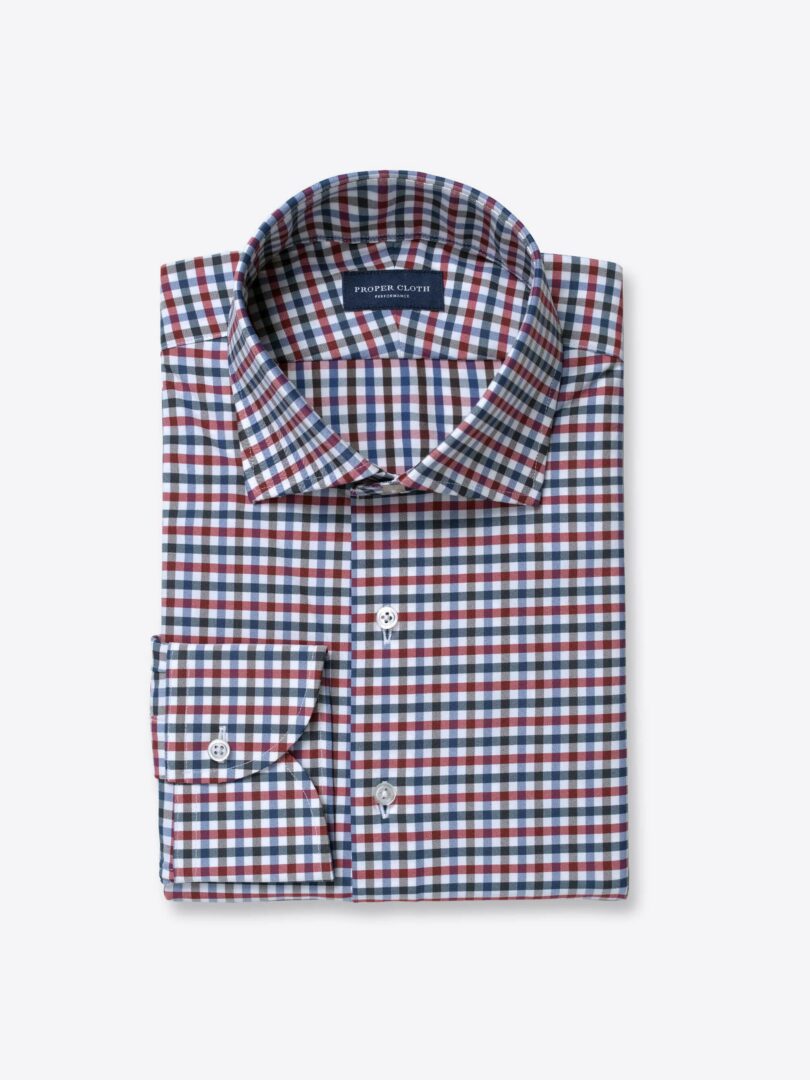 Recycled Cotton Free Performance Navy and Cranberry Gingham 