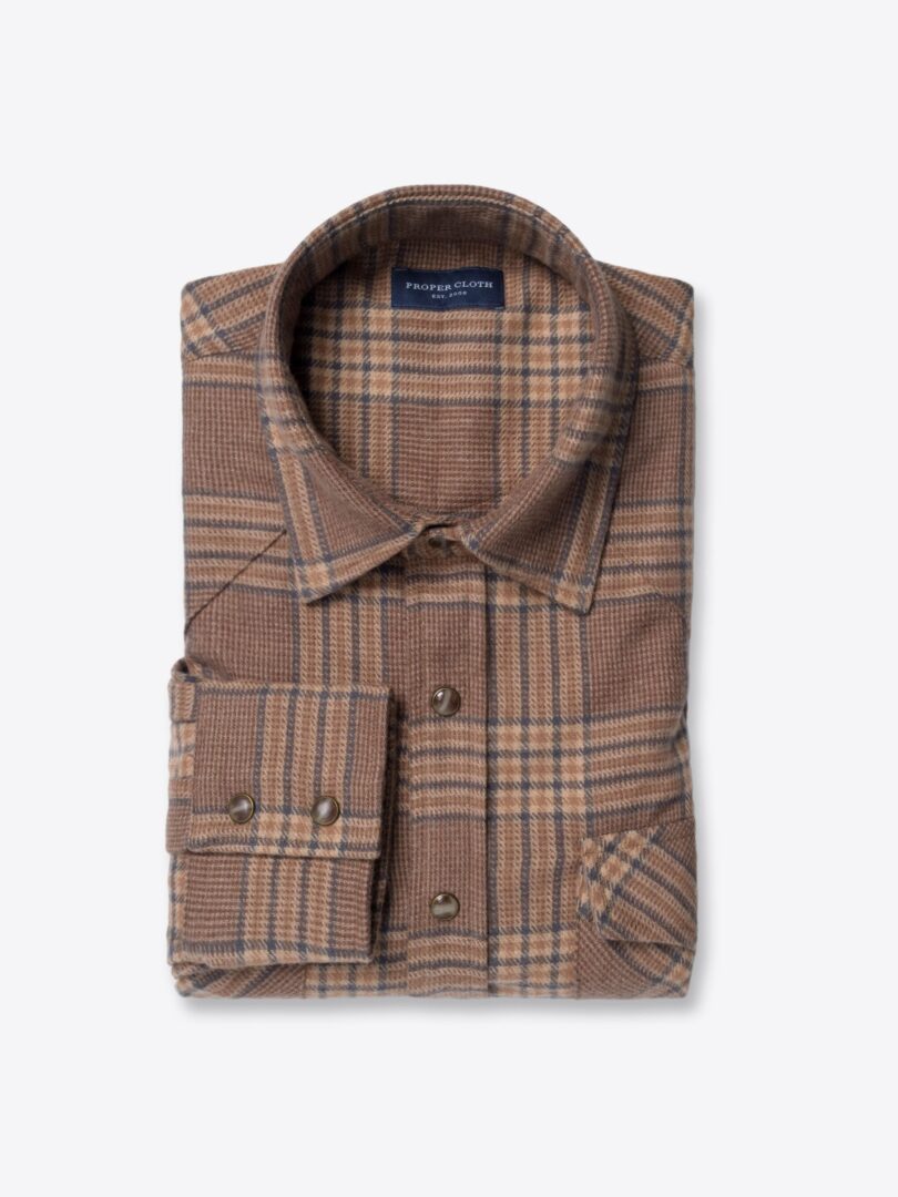Portuguese Brown Melange Glen Plaid Flannel 