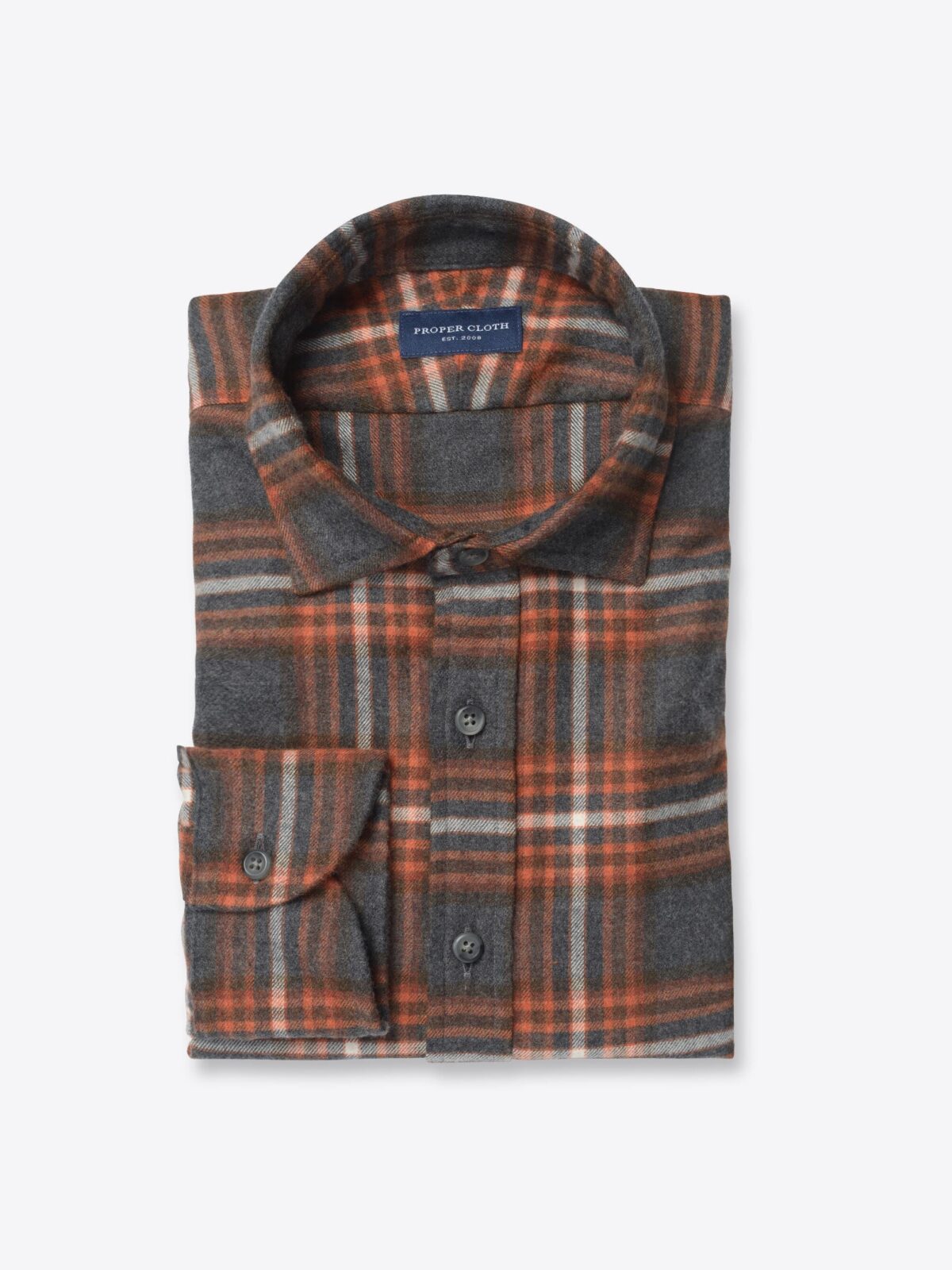 Canclini Orange and Grey Plaid Beacon Flannel Shirts by Proper Cloth