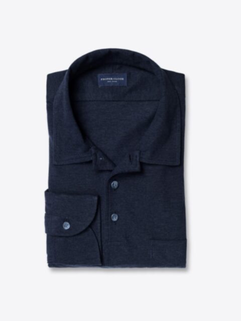 Shop Navy Melange Merino and Tencel Pique