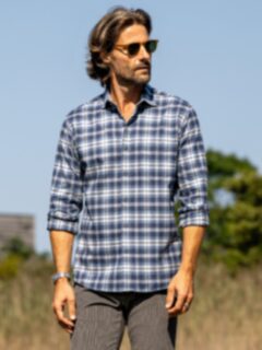 Teton Navy and Light Grey Plaid Flannel Shirt