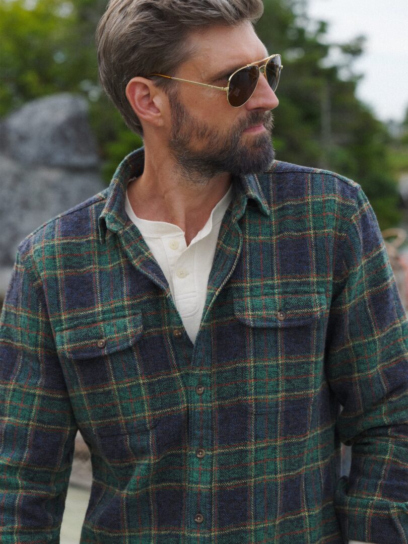 Japanese Navy Green and Red Low Twist Plaid Thumb Detail