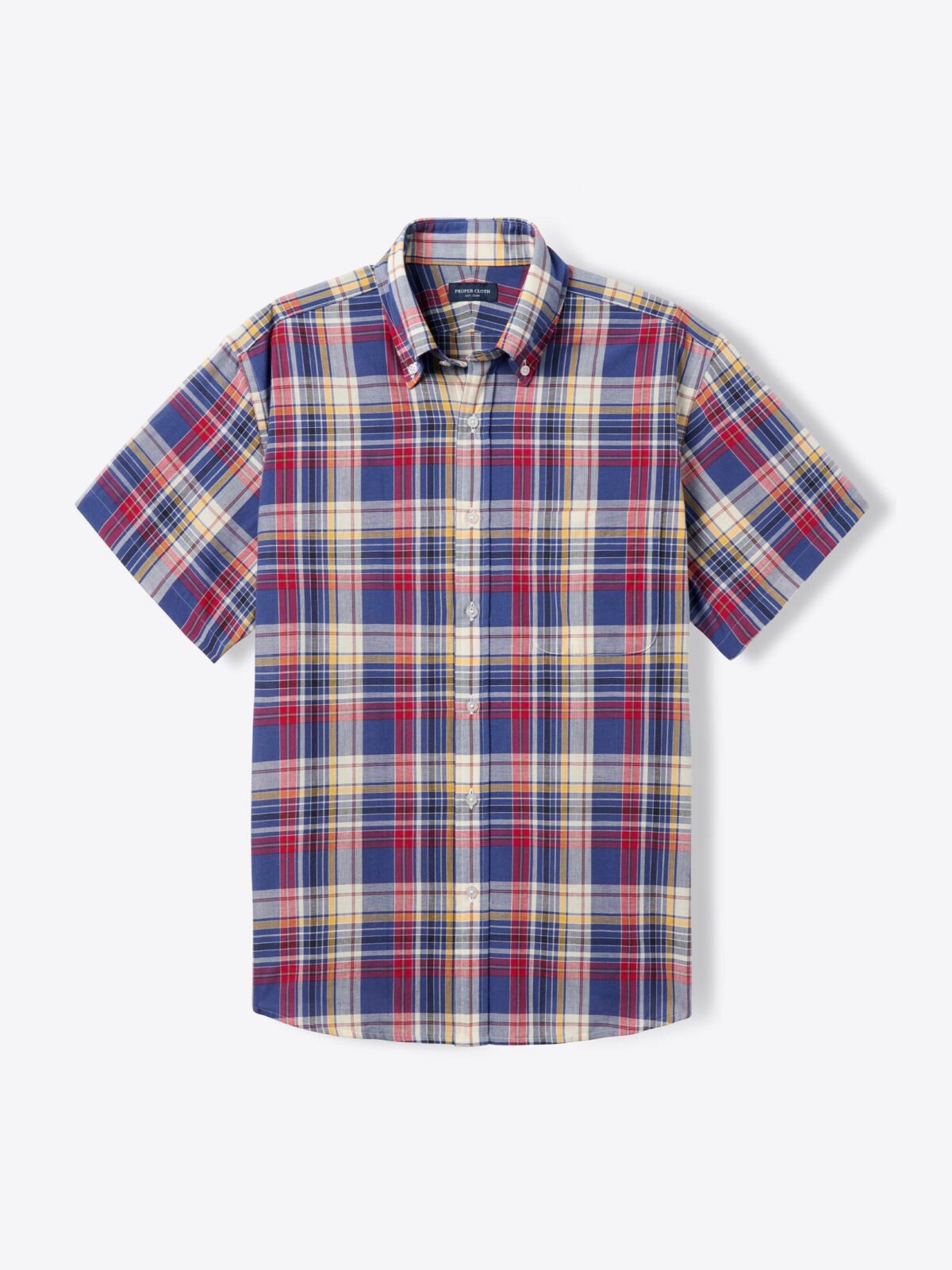 Blue Red and Ecru Indian Madras Shirt by Proper Cloth