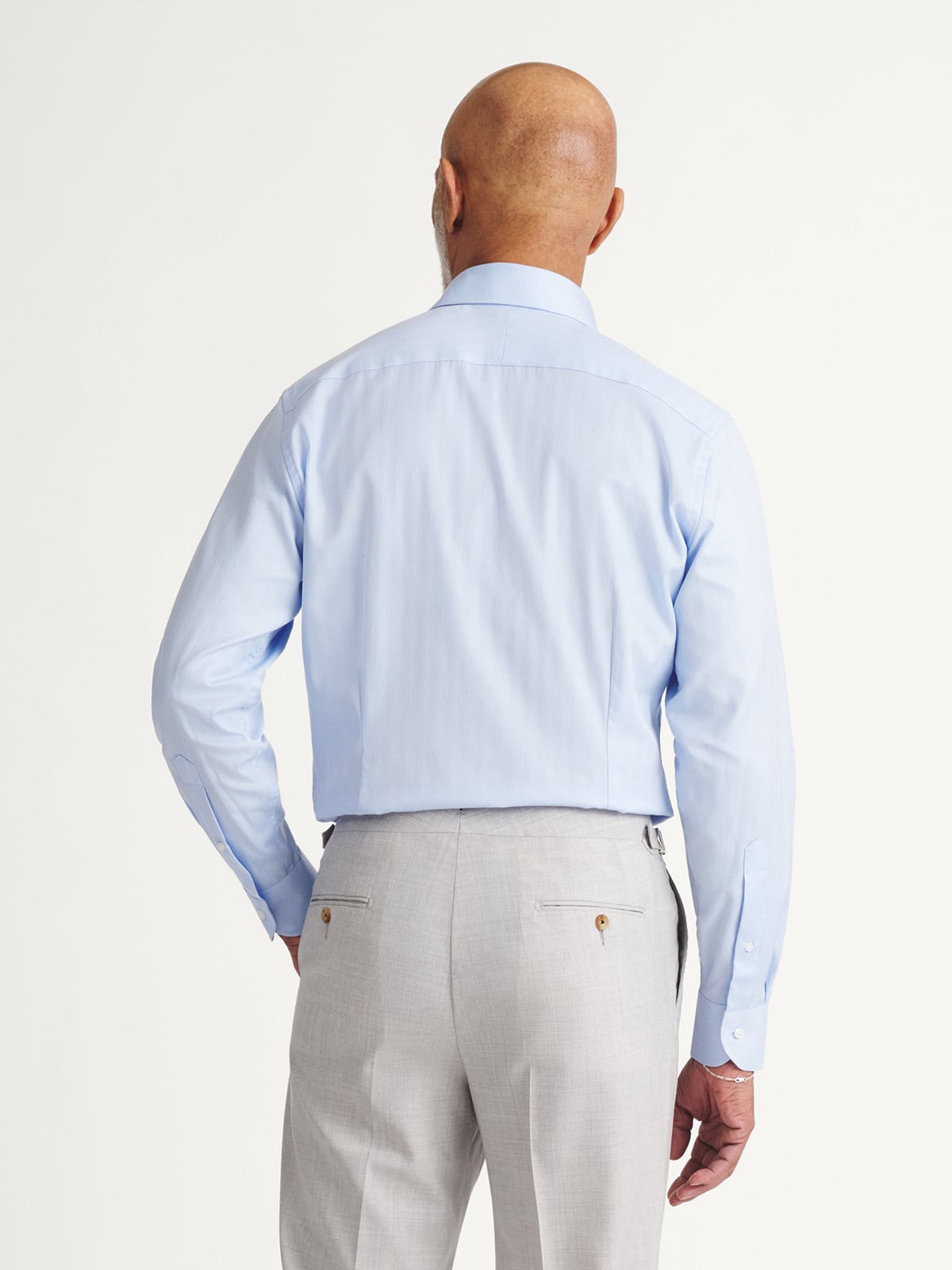 Proper Cloth Men's 120s Light Blue Royal Herringbone Custom Dress Shirt - Blue, Size: 17, Regular, 100% Cotton