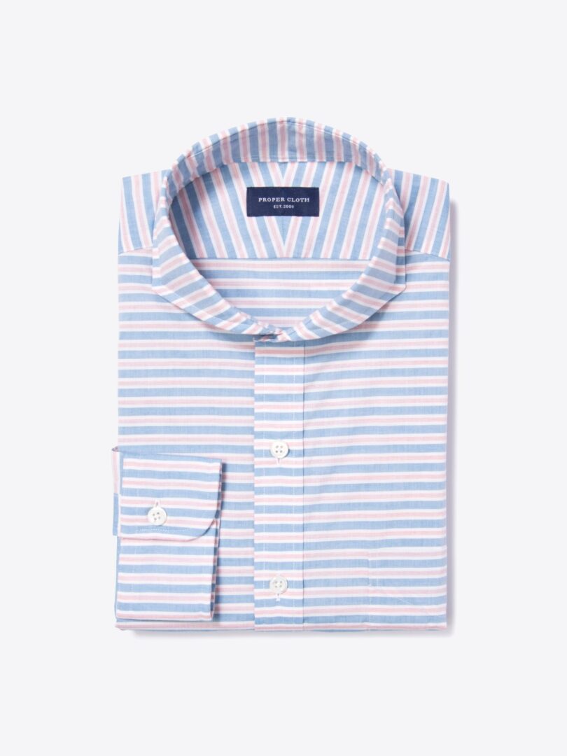 Red and Blue Horizon Stripe Fitted Shirt 
