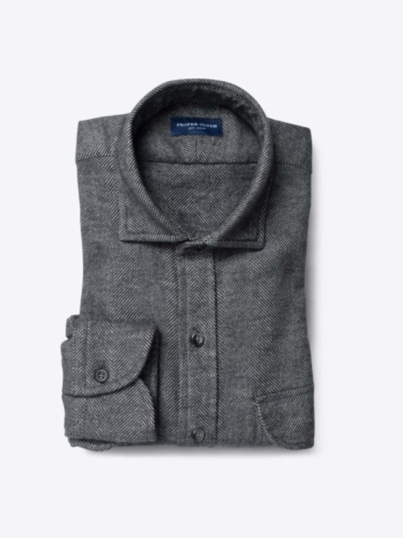 Canclini Grey Extra Large Herringbone Beacon Flannel