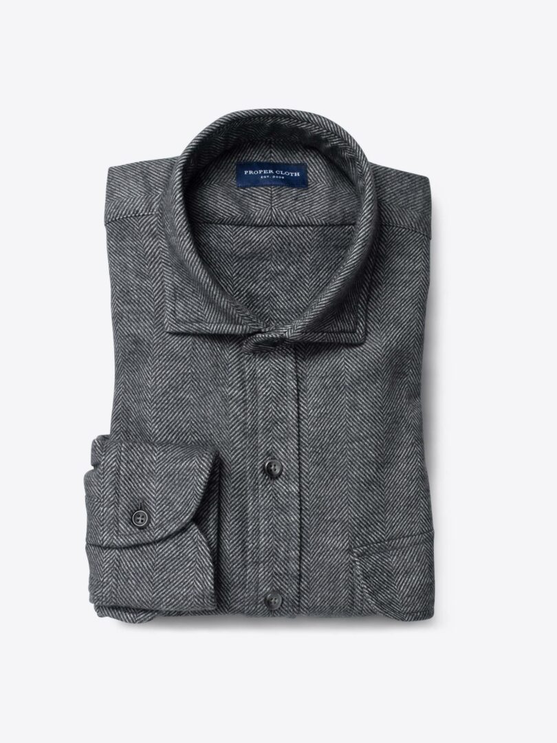 Canclini Grey Extra Large Herringbone Beacon Flannel 