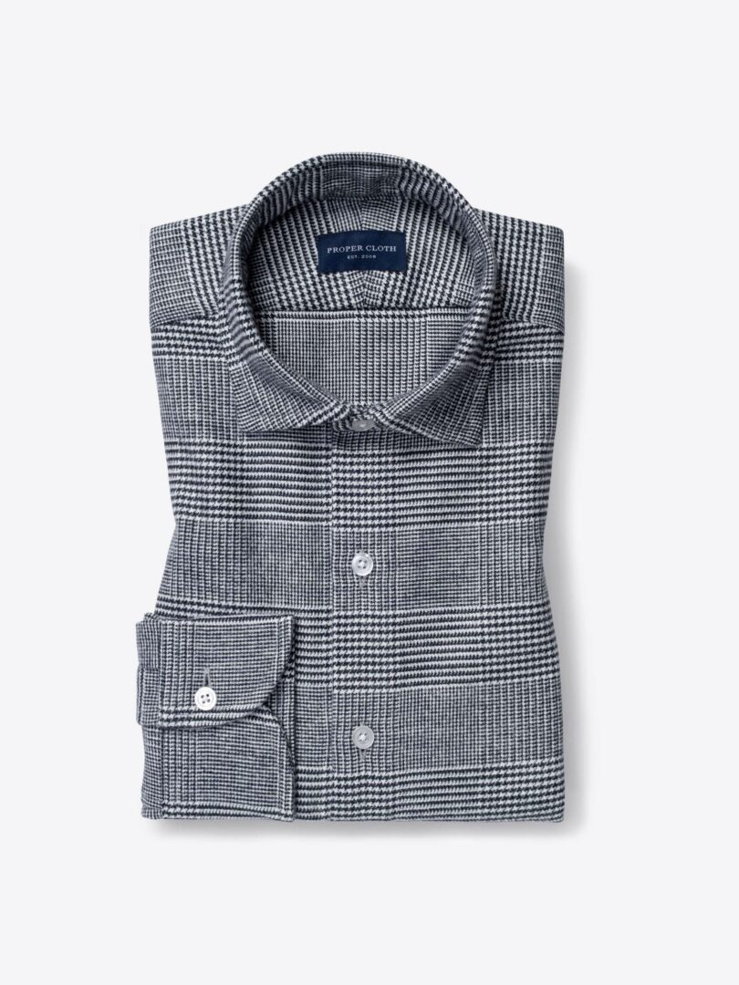 Black and White Large Glen Plaid Flannel 
