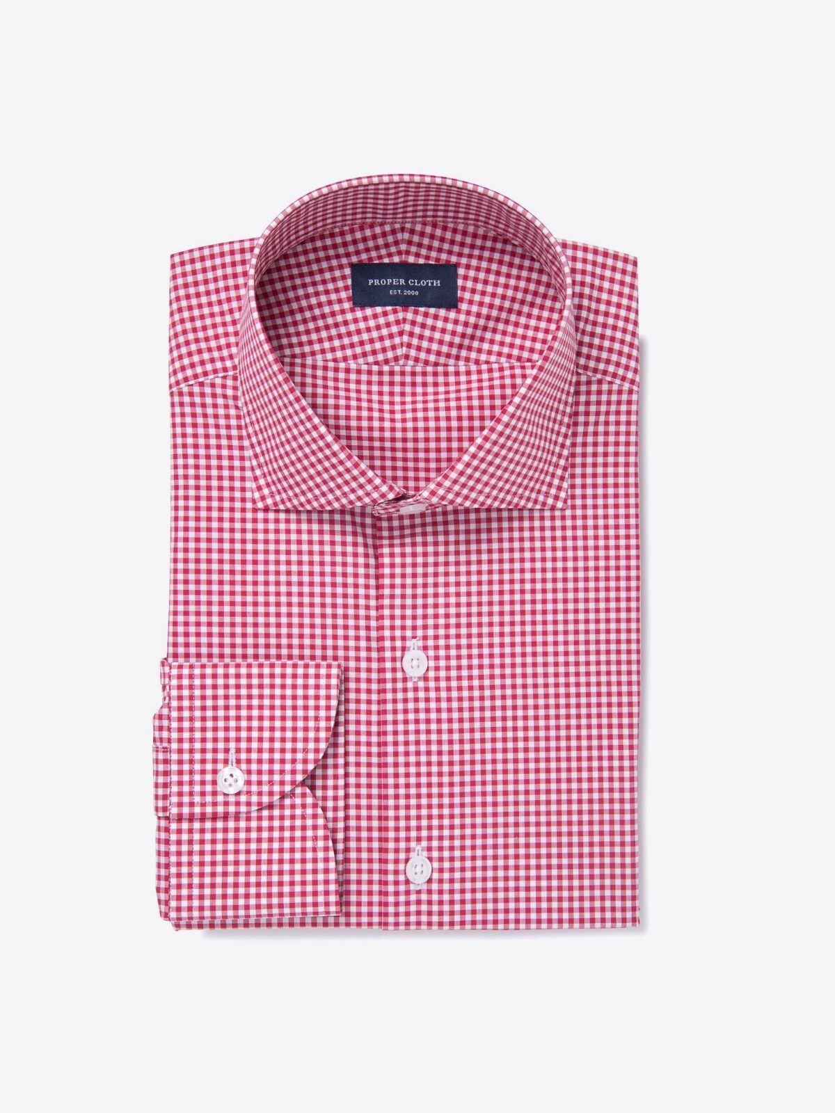 mini gingham dress shirt Melrose 120s Red Mini Gingham Shirt