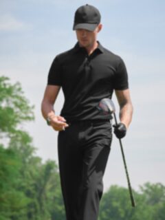The Goldfinch Pique Golf Polo in Black