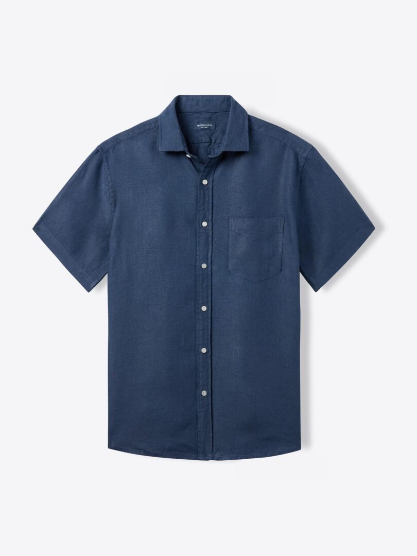 Navy Washed Linen Shirts by Proper Cloth
