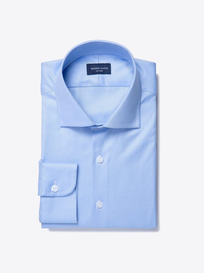 Sky Blue Wrinkle-Resistant Cavalry Twill Custom Made Shirt 