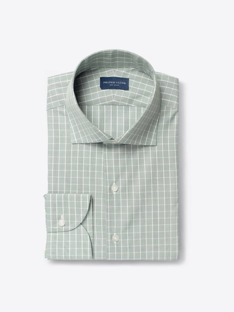 Thomas Mason 120s Sage Glen Plaid Dress Shirt 