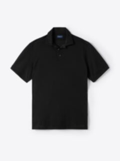 Z圭 The Goldfinch Pique Golf Polo in Black