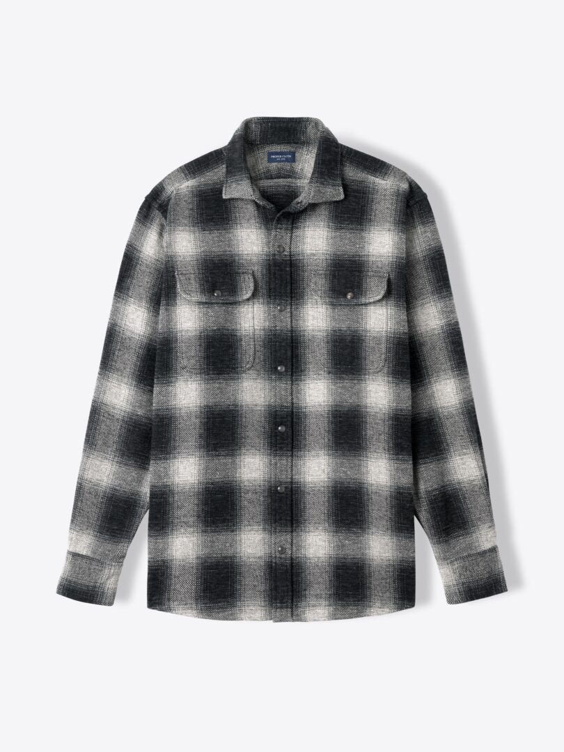 Japanese Black and Grey Low Twist Large Ombre Plaid 