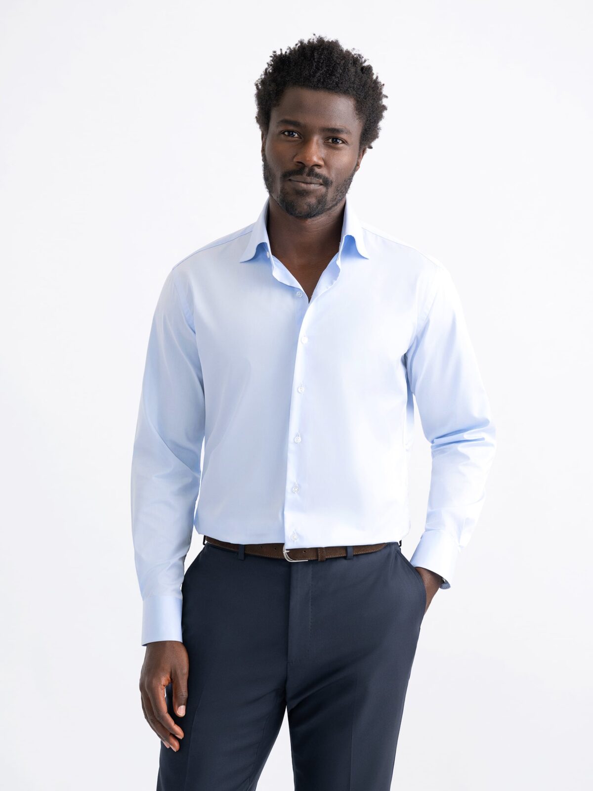 The Thomas Mason 140s Goldline Dress Shirt in Light Blue