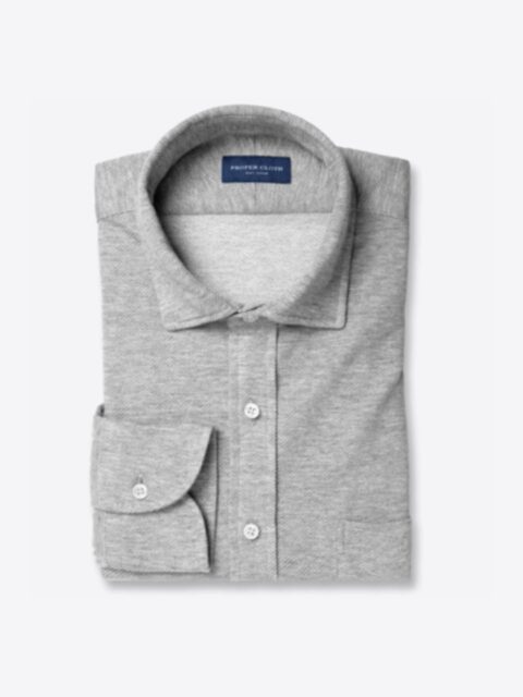 Shop Grey Melange Wool and Cotton Knit