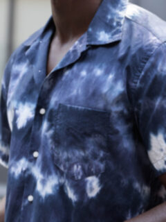 Japanese Navy and Light Blue Tie Dye Shirt by Proper Cloth